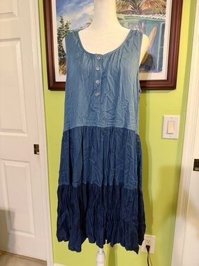 Sleeveless Tiered Blue Summer Dress